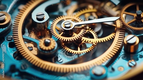 Clockwork watch mechanism macro lens, Clock mechanism with gears