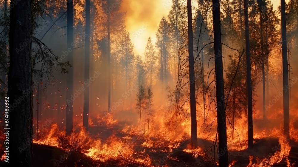 Dangerous flames in the forest, Forest wildfire detail on summer. Dangerous flames in the forest, Forest wildfire detail on summer.