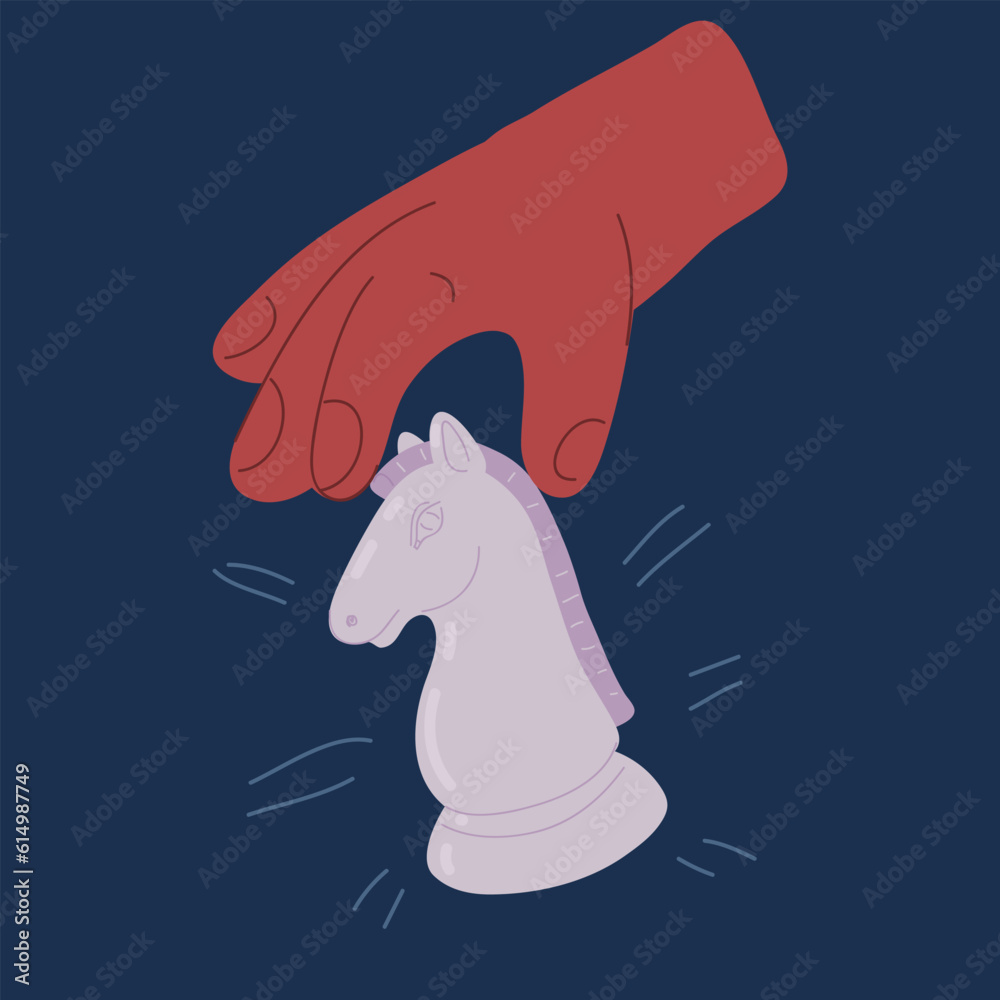 Fototapeta premium Cartoon vector illustration of Hand hold horse figure horse