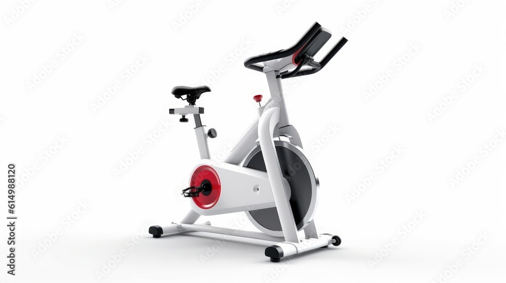 An exercise bicycle isolated on a white background. An exercise bicycle isolated on a white background.