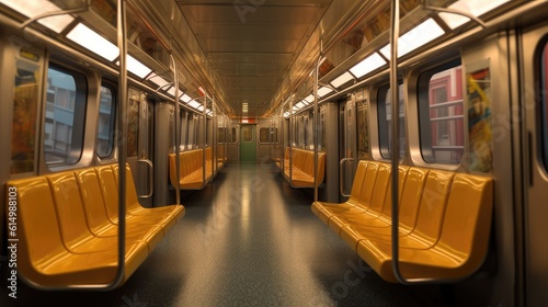 Inside empty subway car, Empty metro train.
