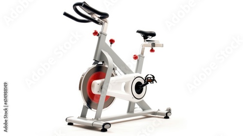 Modern cycle machine or exercise bike for gym or home trainings isolated on white background.
