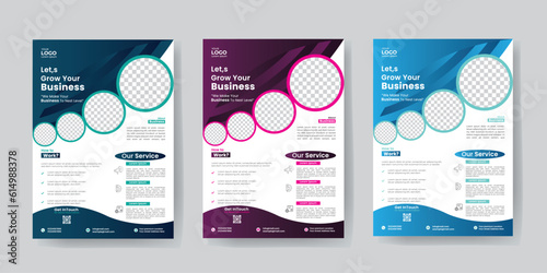 Corporate business flyer template design set with blue, marketing, business proposal, promotion, advertise, publication, vector illustration template in A4 size. new digital marketing flyer set