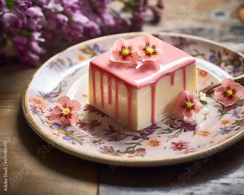 Italian Desserts: Floral Panna Cotta Made with Generative AI