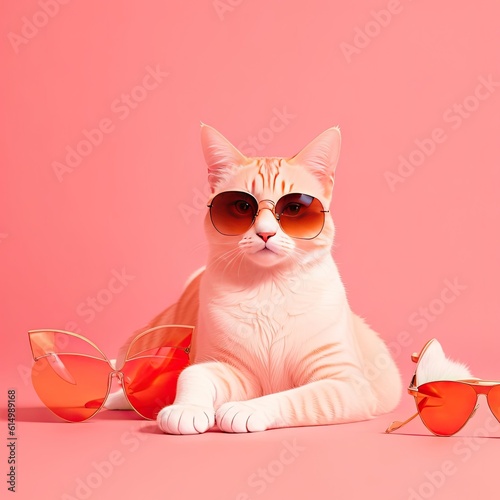 A cat wearing sunglasses. Generative AI