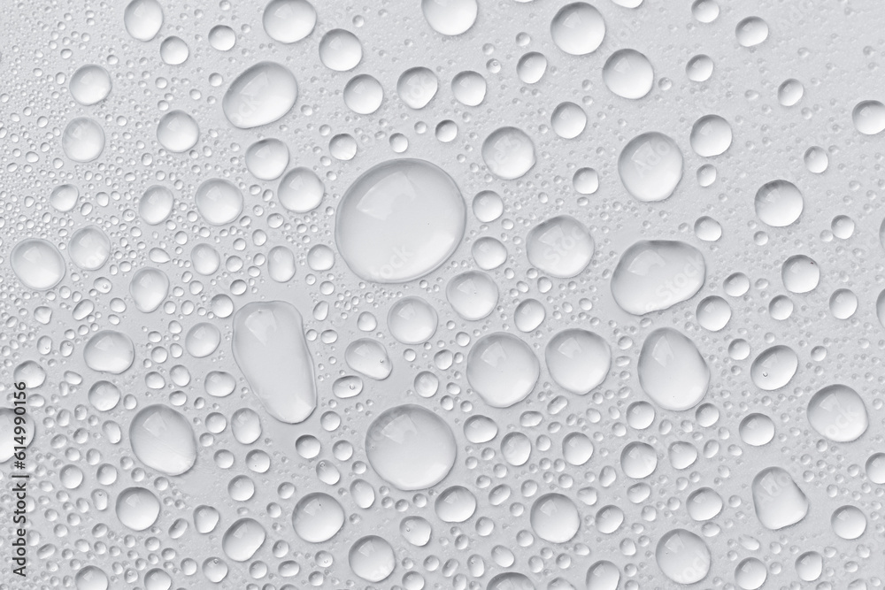 Water drops on grey background. Abstract water drop background.