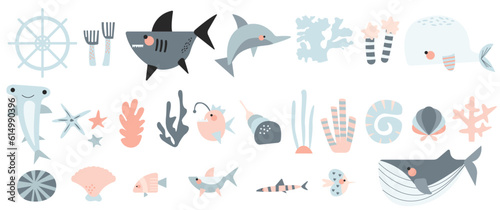 Cute Playful Children Graphic Ocean Life 1