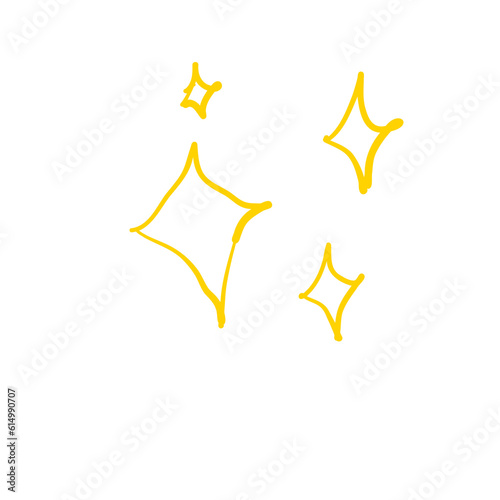 Yellow star icon doodle  wink glittering star 