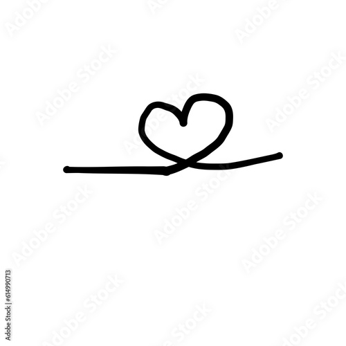 Doodle line heart isolated on white