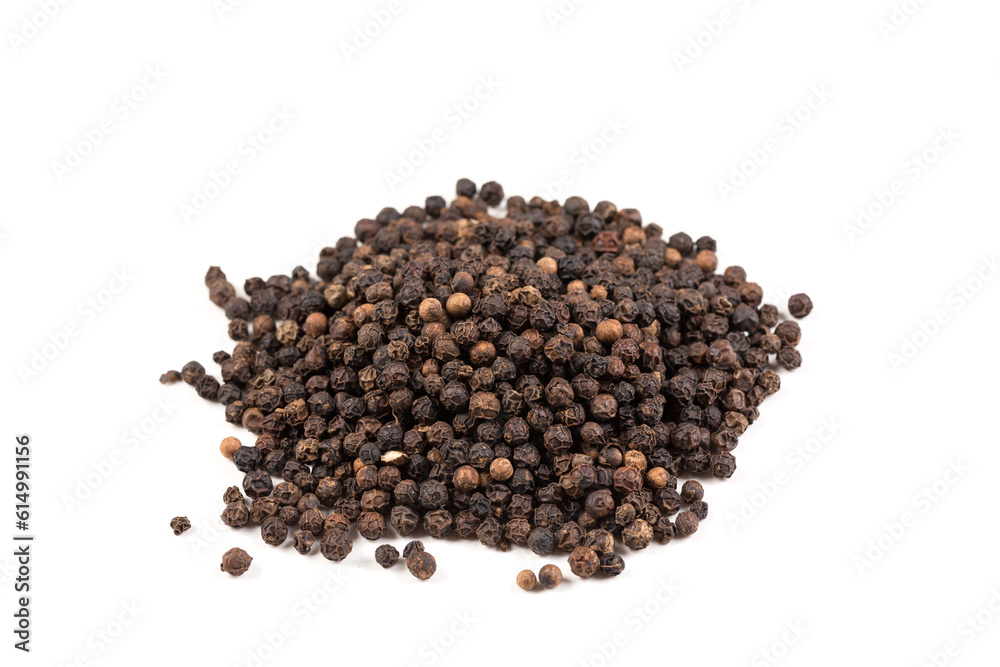Black pepper was placed on a white background Black pepper was placed on a white background