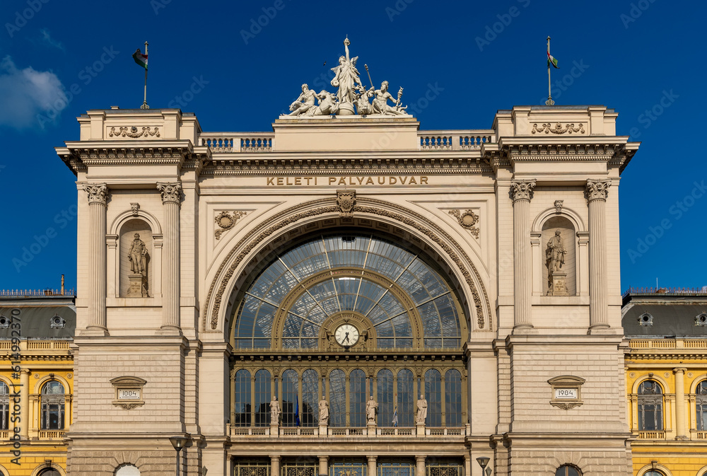 Facade of Eastern Railway Station in Budapest Hungary