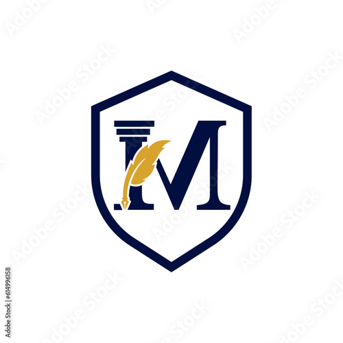 'M '  letter law firm logo design 