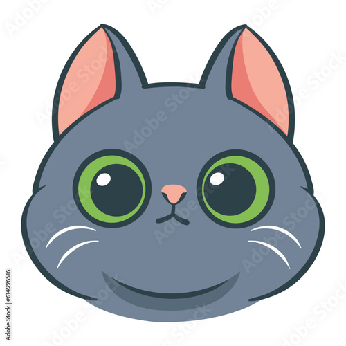 Cartoon cute cat face on white background.
