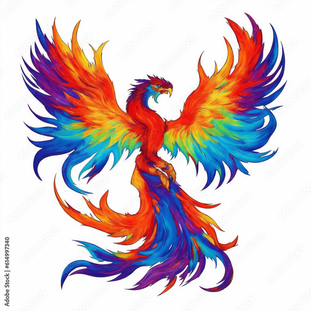 phoenix of rainbow colors lgbt symbol on white background phoenix of rainbow colors lgbt symbol on white background