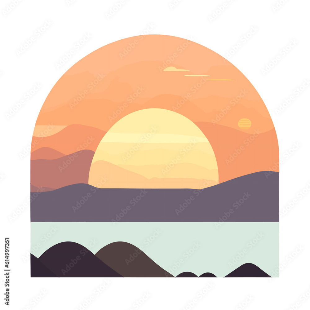 orange sunset on the beach on a holiday day graphic