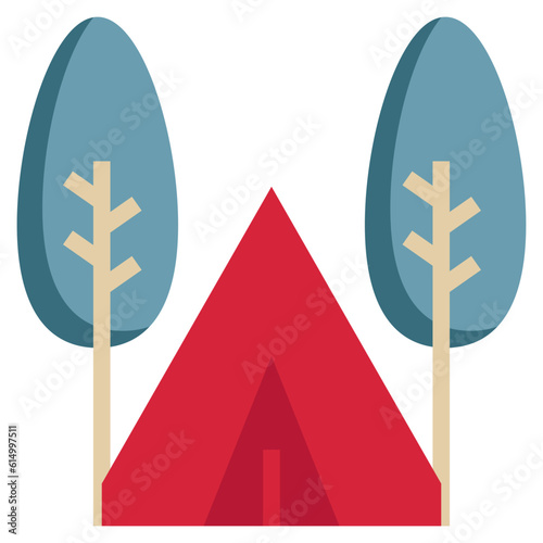 camping tent campground location map icon flat style