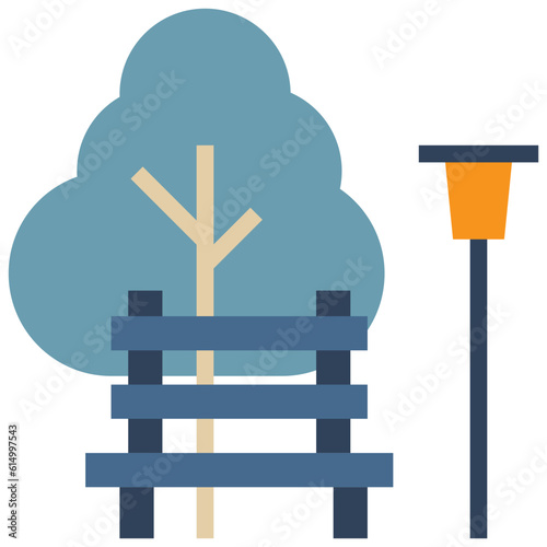 park location sitting rest map icon flat style