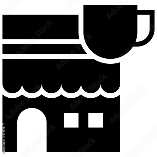 coffee drink shop store map icon solid glyph