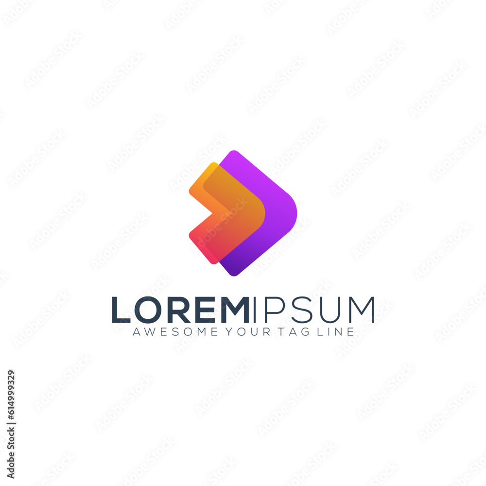 Modern Letter D arrow gradient logo design Modern Letter D arrow gradient logo design