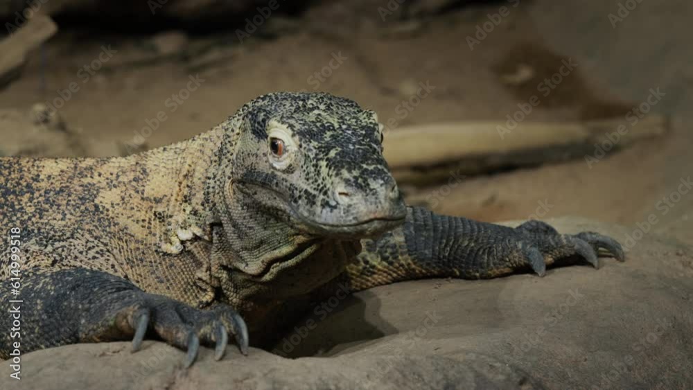 Komodo dragon on rocky ground. Rare species of animals Komodo dragon on rocky ground. Rare species of animals