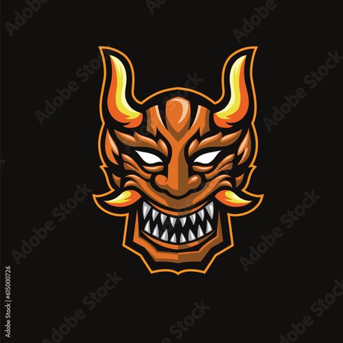 colorful demon mask mascot design in japanese theme