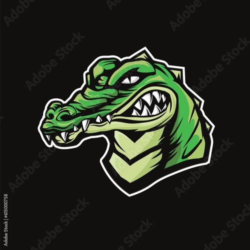 crocodile or aligato rhead mascot esport design vector