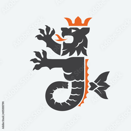 Sea Lion with crown Heraldic mascot
