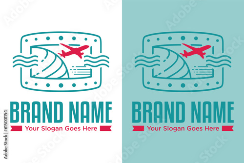 Passport travel stamp illustration logo design