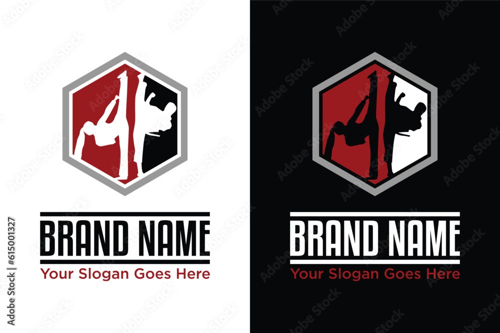 Naklejka premium simple modern taekwondo fight illustration logo design