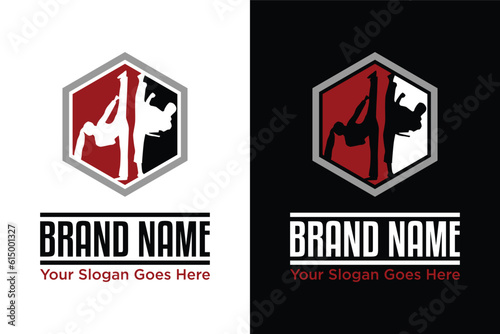 simple modern taekwondo fight illustration logo design