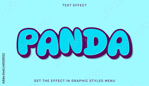 Panda editable text effect in 3d style. Text emblem for advertising, brand and business logo