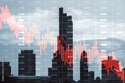 Fototapeta Real estate market and commercial property crisis concept with red falling graph