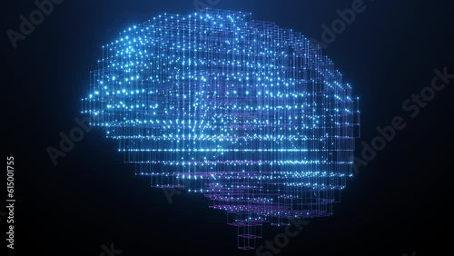 Digital Intelligence: Artifisual Neural Network in 3D Render - Futuristic Video Background for Data Scientists and AI Enthusiasts Blue Dot Flickering Communication