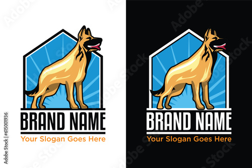 standing german shepherd or belgian malinois dog illustration logo design