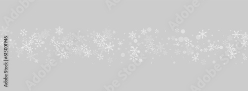 Gray Snowflake Vector Panoramic Grey Background.