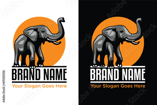 simple modern Elephant illustration logo design