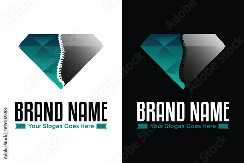 modern simple body spine chiropractic with diamond illustration logo design