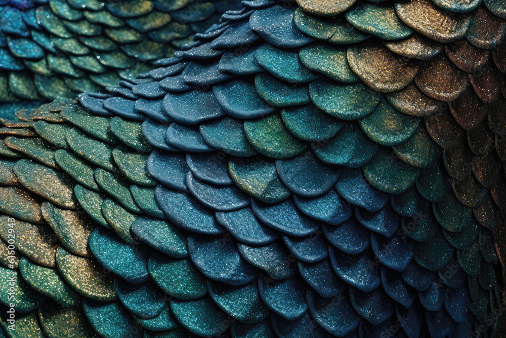 Obraz premium Closeup Of Mermaids Tail. Generative AI
