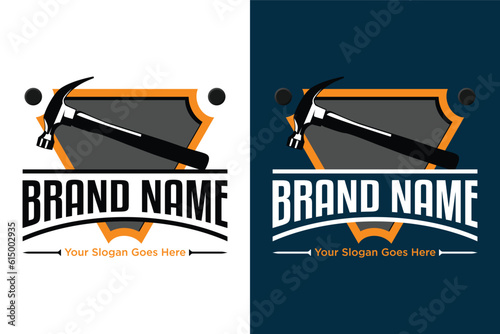 hammer carpentry tools for handyman illustration logo design