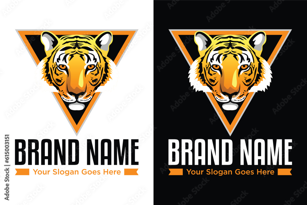 Obraz premium triangle Tiger Head Illustration Vector logo design