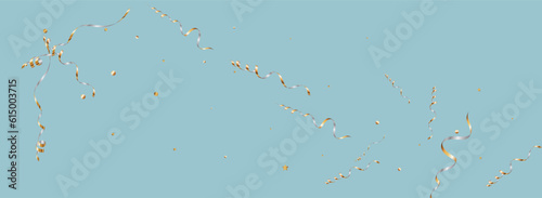 Grey Star Paper Vector Panoramic Blue Background.