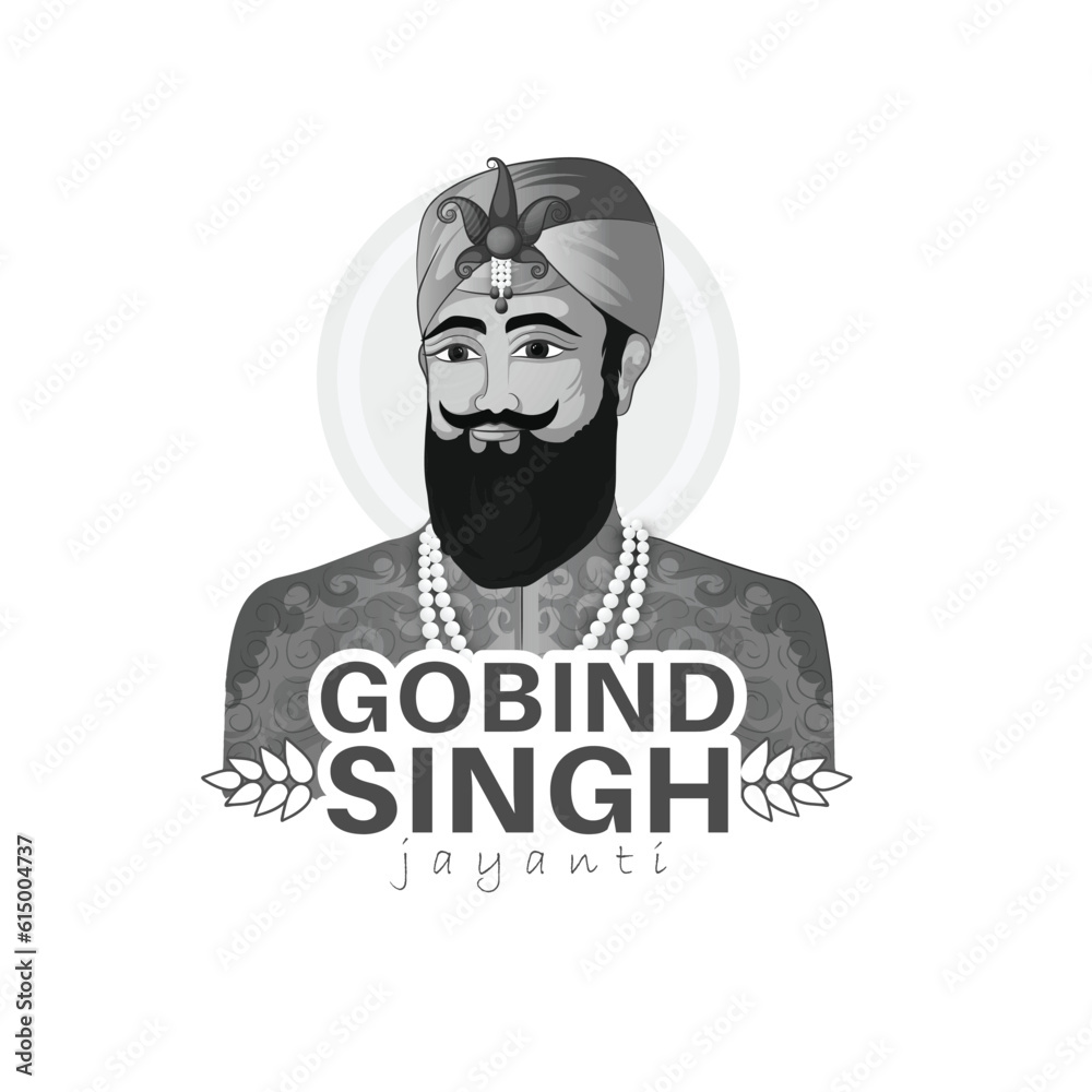 abstract crative vector sketch illustration of God Guru Gobind Singh Jayanti celebration