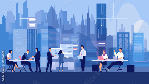 Business Concept illustrations. Collection of scenes with men and women taking part in business activities. Vector illustration.