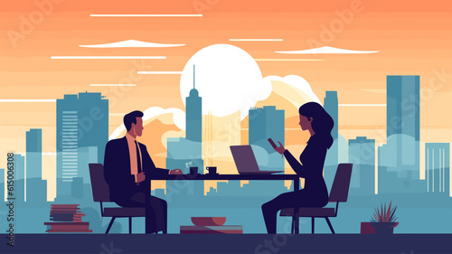 Business Concept illustrations. Collection of scenes with men and women taking part in business activities. Vector illustration.