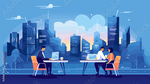 Business Concept illustrations. Collection of scenes with men and women taking part in business activities. Vector illustration.