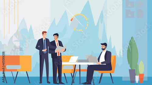 Business Concept illustrations. Collection of scenes with men and women taking part in business activities. Vector illustration.