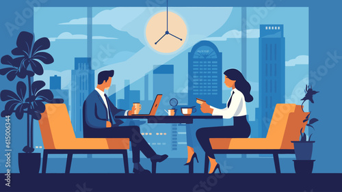 Business Concept illustrations. Collection of scenes with men and women taking part in business activities. Vector illustration.