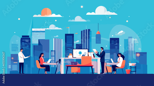 Business Concept illustrations. Collection of scenes with men and women taking part in business activities. Vector illustration.