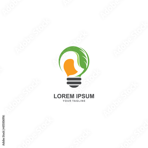 The simple logo concept of a bulb with leaf elements which means environmentally friendly energy and so on is suitable for your business company icon