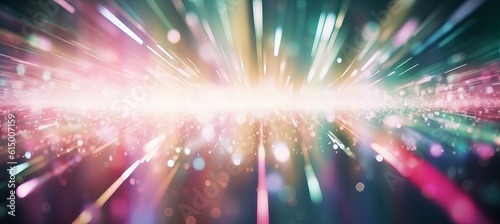 Bokeh lights spark explosion on space background. Generative AI technology. 